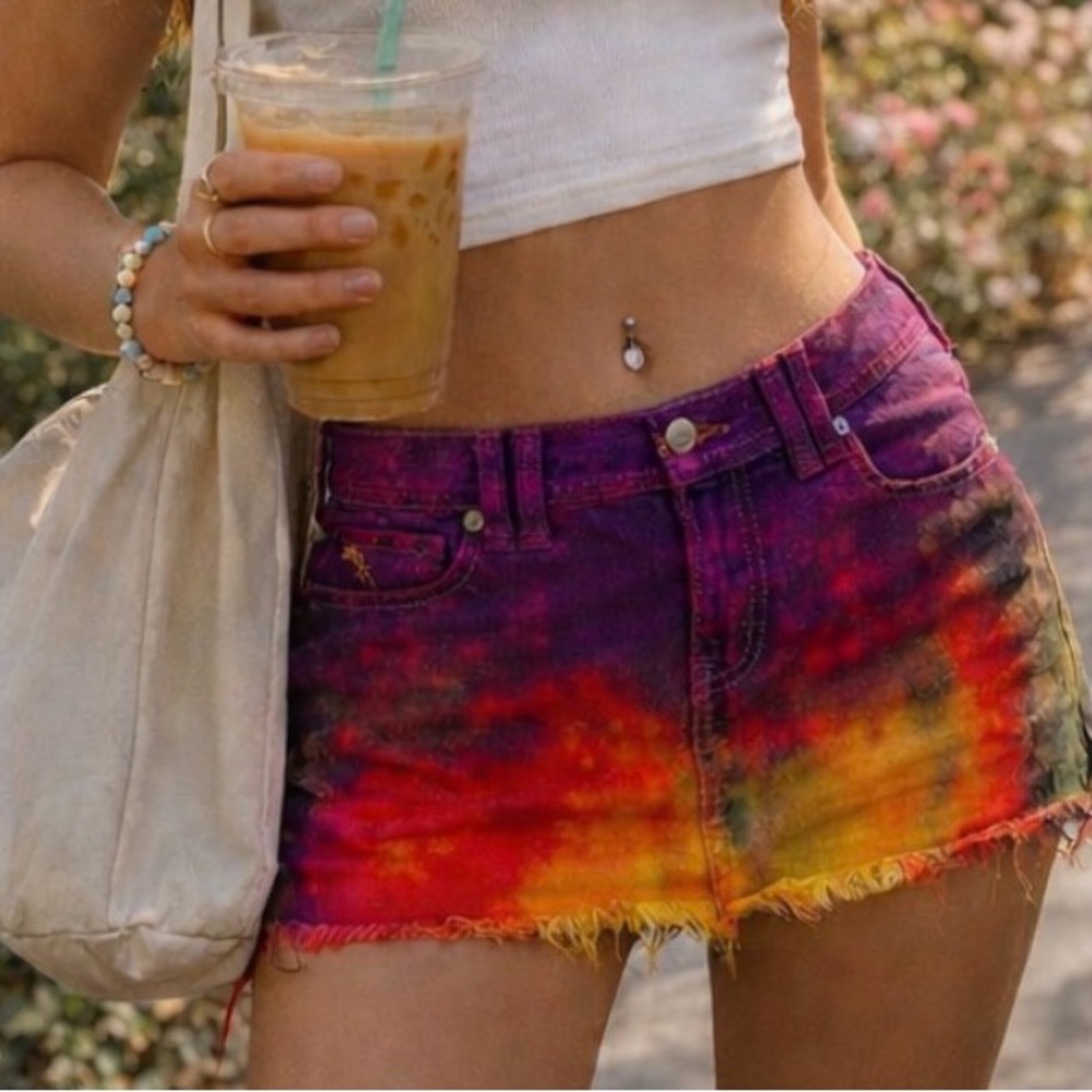 Abercrombie & Fitch One of a Kind Custom Tie-Dye Denim Mini Skirt Size 6
